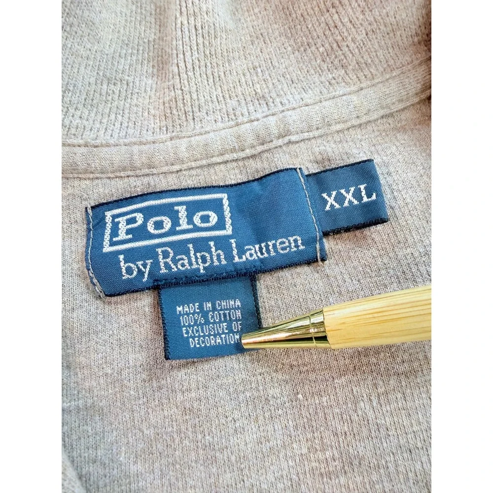 Polo Ralph Lauren Quarter Zip Pullover Mens XXL‎ Beige Cotton Knit Sweater 71451